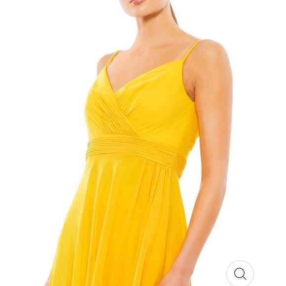 Ieena for Mac Duggal Marigold Chiffon High Low Cocktail Dress | Size 8 - Picture 7 of 13